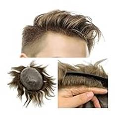 Skallighet för män som täcker peruker, Hårstycken for män, tupé for män Mänskligt hår for män Peruker for män, ersättningssystem for äkta hår, 0,04~0,06 mm PU-bas 8x10" tunnhudstupé, Peruker för män(