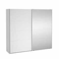 Smart 220x245 cm garderobeskab 1 skydelåge + 1 skydelåge m spejl i hvid