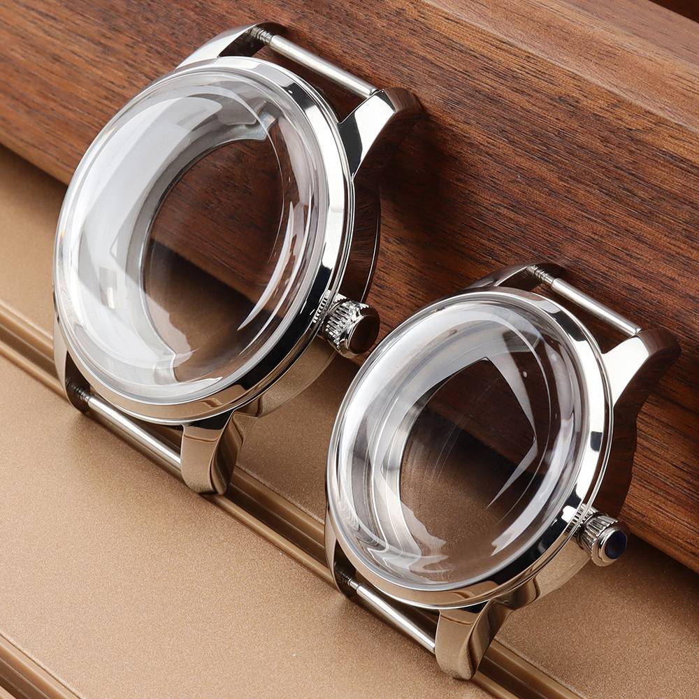 33MM/40MM Silver Watch Case Bubble Glass For Cocktail Time Presage Seiko Mod NH35 NH34 NH38 Movement Steel Watches Assemble Part