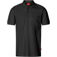 Poloshirt bomuldspiqué m/lomme Sort Str. L - 3 XL Kansas