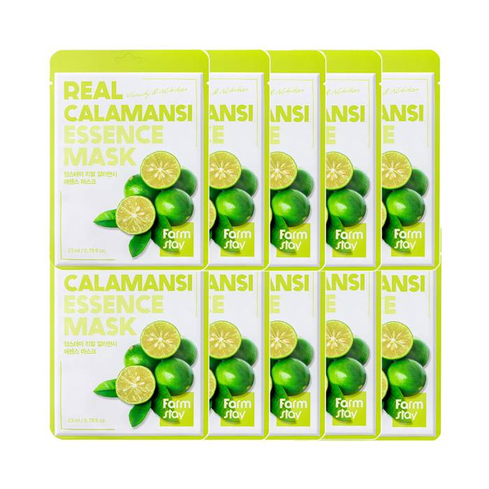 Farm Stay - Real Essence Mask - 1pc - Calamansi (10ea) Set - black
