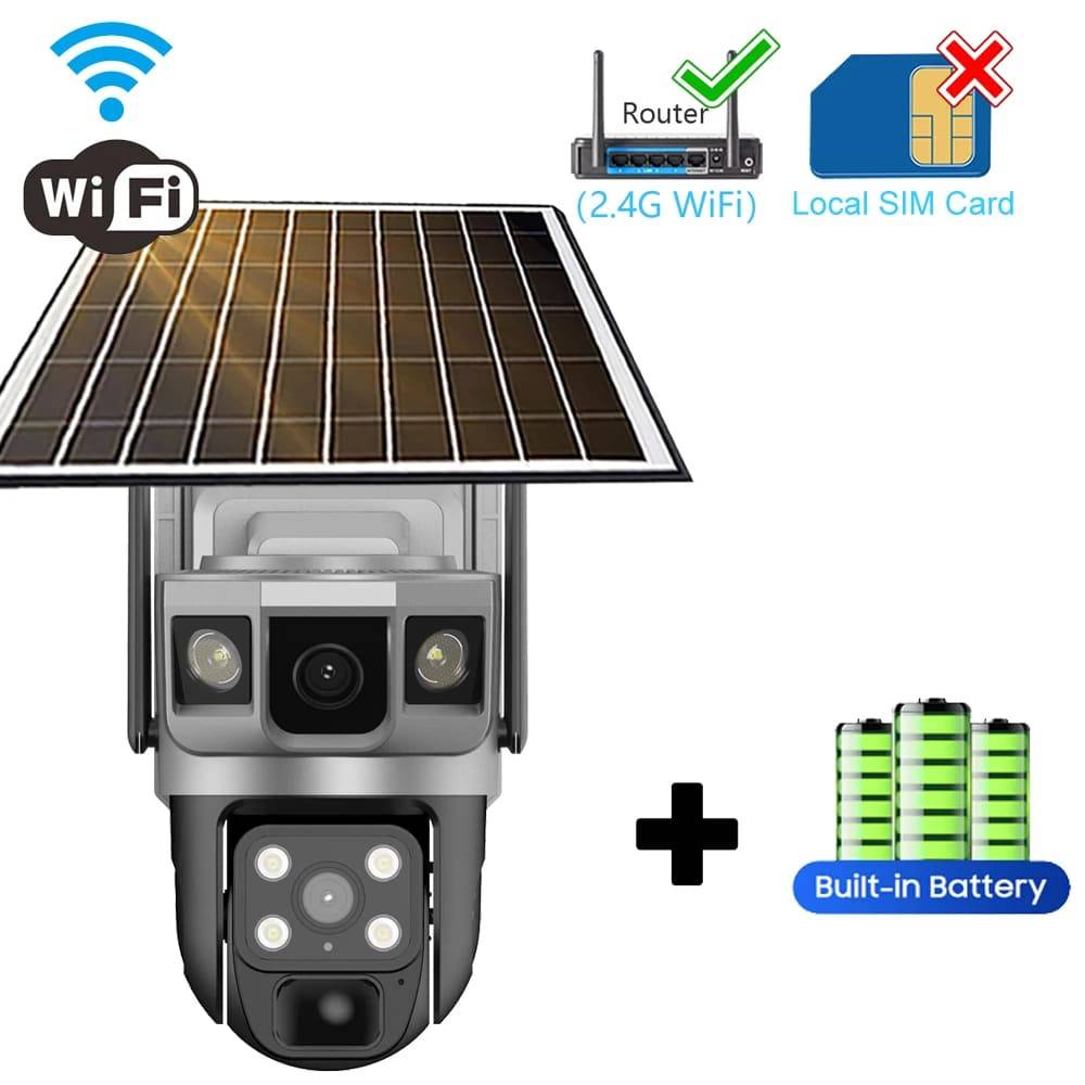 12MP 4G CCTV Solar Camera Outdoor Surveillance Security Camera External 6K Wifi IP Security Camara Vigilancia Outdoor for Home WiFi Cam