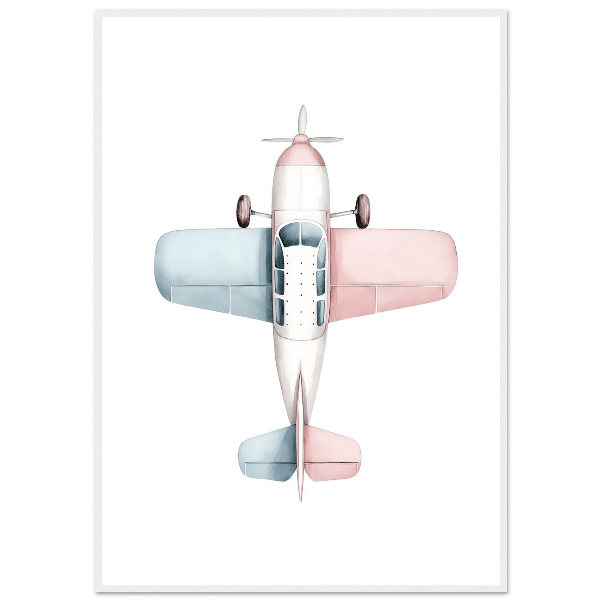 Flygplansposter-70x100 cm / 28x40″ / Med ram / Vit