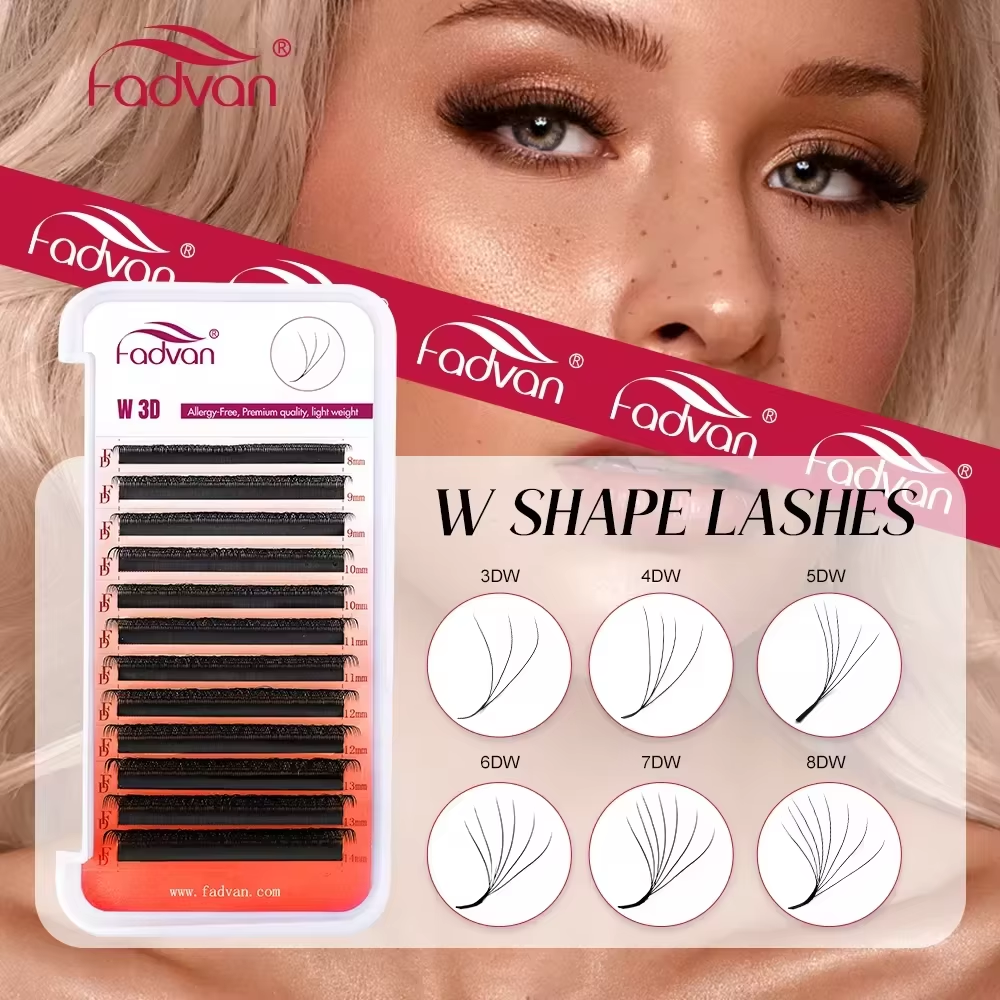 FADVAN 3D/4D/5D/6D/7D/8D W Shaped Eyelash Extension C D Curl Natural Mink Lash Premade Volume Fan False Eyelashes Makeup Supplie