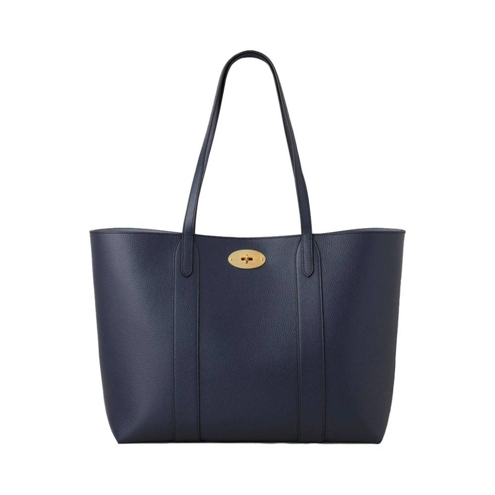 Mulberry Nat Himmel Tote med Poplin Blå Detalje - Tasker - Dame - Blå - ONE SIZE - Læder