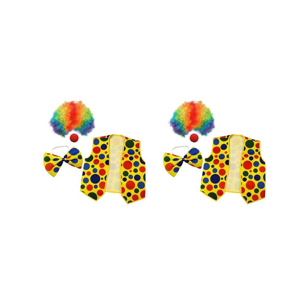 8 Pack Clown Costume-Clown Nose Clown Wig Bow Tie and Vest for Cosplay Parties Carnivals Dress Role
