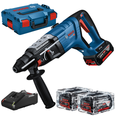 BOSCH GBH 18V-28 DC Batteridrevet borehammer med SDS PLUS +3x Batterier Li-Ion, 18V, 5Ah + oplader + L-Boxx