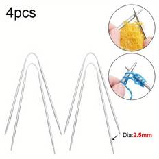 TEMU 4pcs Stainless Steel Double-pointed Knitting Needles, Sock Needles For Socks, Hats, Mittens, Gloves, Beginner Friendly, Round Knitting Pins For Sleeves, Hats, Socks, Cable Needles
