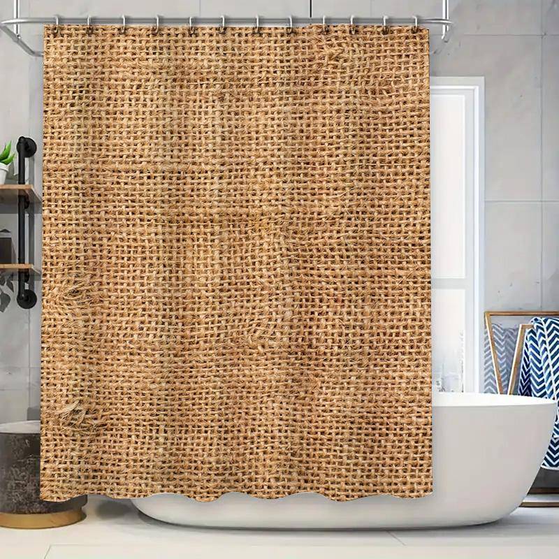 Duschdraperi i Naturfiber Rustik Vävning för Badrumsdekoration, Rektangulär Form, Perfekt Passform för Din Dusch eller Badkar Med Ro