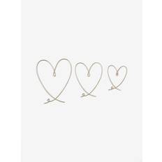Next Set of 3 Silver Metal Wire Heart Wall Art