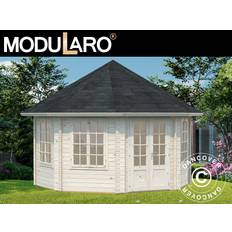 Havepavillon /Havepavillon i træ m/trægulv, 4,21x4,21x3,71m, 14,1m², Natur