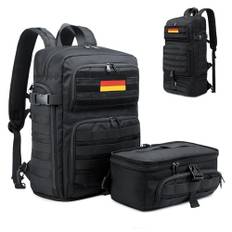 BERTASCHE Taktisch Rucksack Trekkingrucksack 35L Wanderrucksack 15.6 Zoll Laptop Lunch Rucksack für Outdoor Sport Uni Schule Reise Arbeit, Schwarz