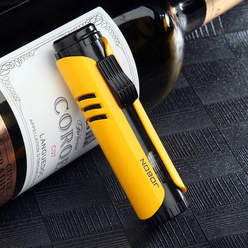 Strip Shape Butane Gas Cigar Lighter Windproof 1 Flame Jet Torch Lighter Pocket Metal Cigarette Briquet Cigar Accessory