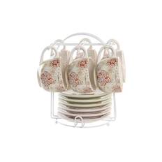 Set med kaffekoppar DKD Home Decor Grön Beige Metall Dolomite 180 ml