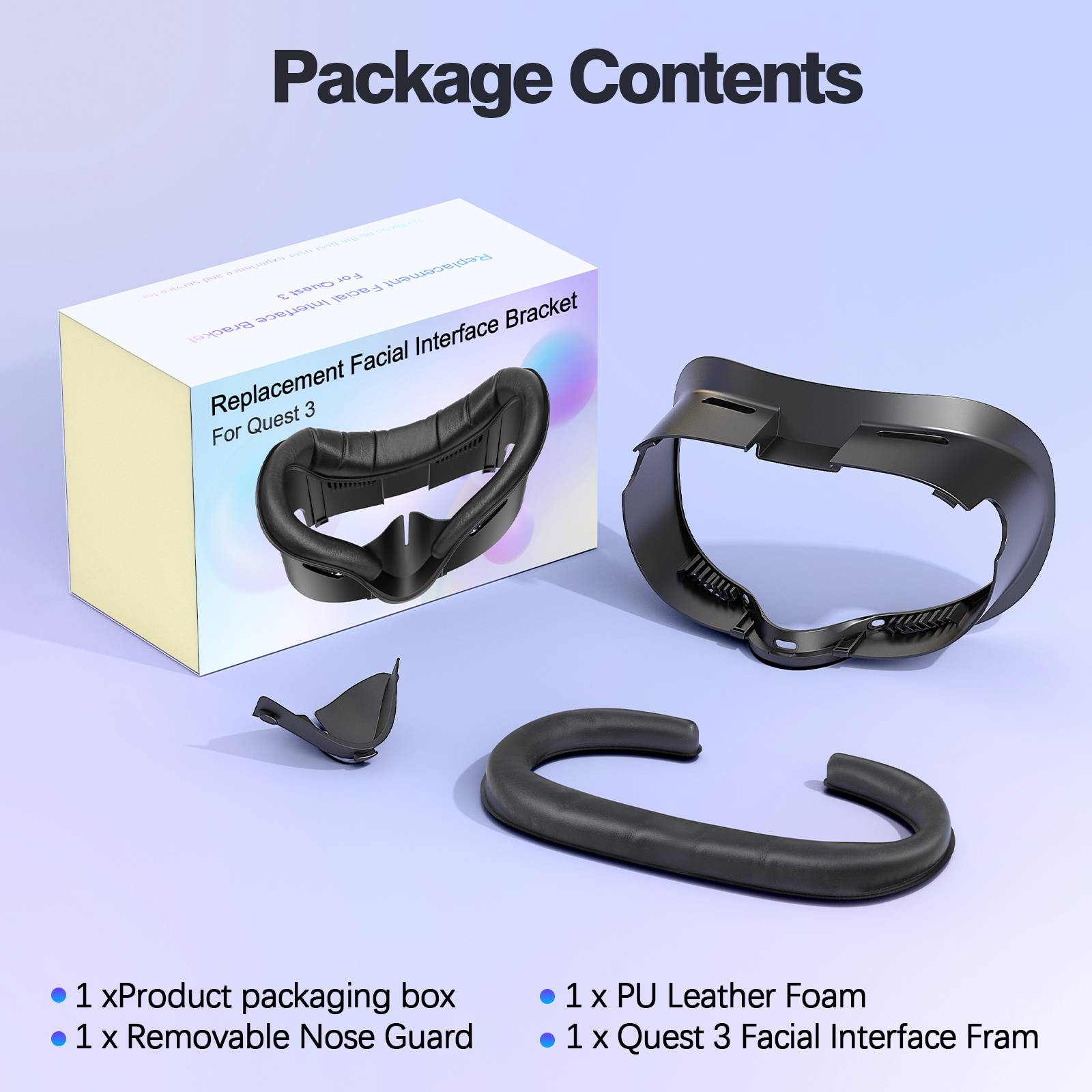2025, Oculus Quest 3 Face Interface and Mask Pad, Anti-Sweat PU Foam Pad - VR Accessory Compatible with Meta Quest 3