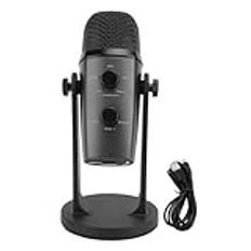 USB-mikrofon, PC-kondensor-spelmikrofon med stöd för volymkontroll tyst knapp plug and play för gaming streaming podcasting inspelning