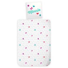 Minnie sengetøj 100x140 cm - Junior sengesæt med Minnie Mouse - Vendbart motiv - 100% bomulds sengelinned