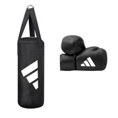 adidas Unisex ungdom junior boxset, svart, boxhandskar: 15 ml/boxningssäck: 43 x 19 cm – 6 kg