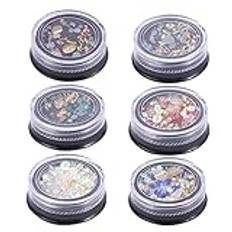 Ipetboom Nail Art Charms Sortiment 6 Lådor Pärla Nagelklistermärken Strass Tillbehör för Nageldekoration