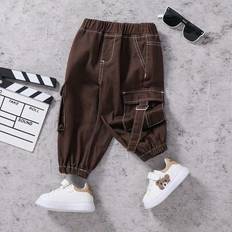 Baby Boys&#39; Street Cool bomullsficka Loose Fit Mörkbrun Denim Jogger Jeans, Casual Och Mångsidig För Baby Boys Höstkläder (6-9M,9-12M,12-18M,18-24M,2-3Y)