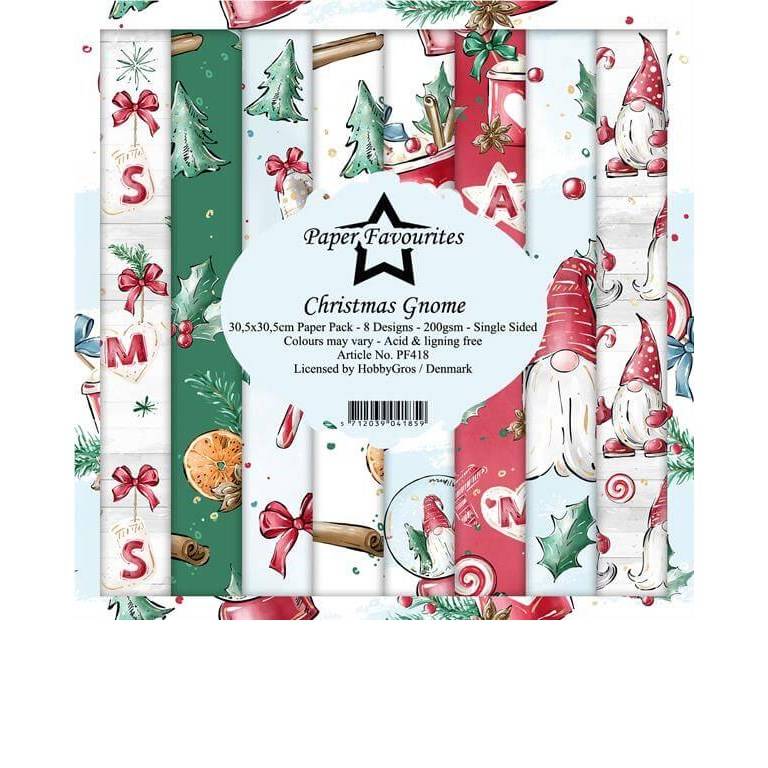 Scrapbookingpapper - 30x30cm - Christmas Gnome
