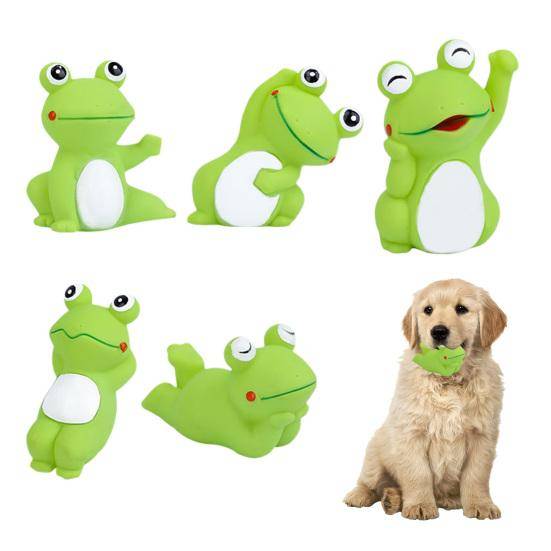 4 st husdjurspip-leksaker Kreativ form Bedårande utseende Levande uttryck Bitbeständiga Lindra tristess Extra mjuka Tecknad grodformade leksaker Hund