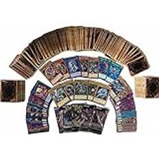 100 Yu-Gi-Oh samlarkort 85 Commons 10 sällsynta 5 Holo-kort + 1 slumpmässig Yu-Gi-Oh Booster + 1 blå-ögon vit drake, mörk magiker eller röda ögon svart drake + 1 Heartforcards® kortskyddsfodral
