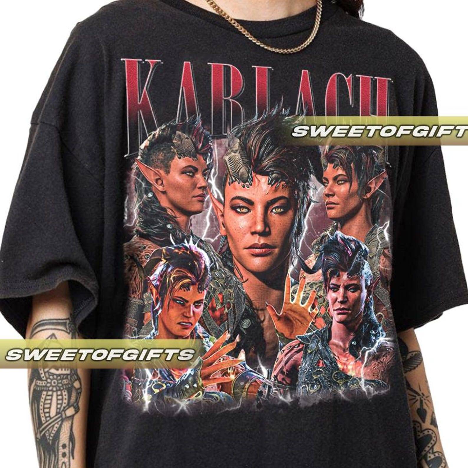 Begränsad Karlach Baldurs Gate 3 T-shirt Vintage Unisex Skjorta cm brown
