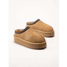 Duffy - Ljusbruna fodrade slippers i mocka storlek 41 - Camel (41)