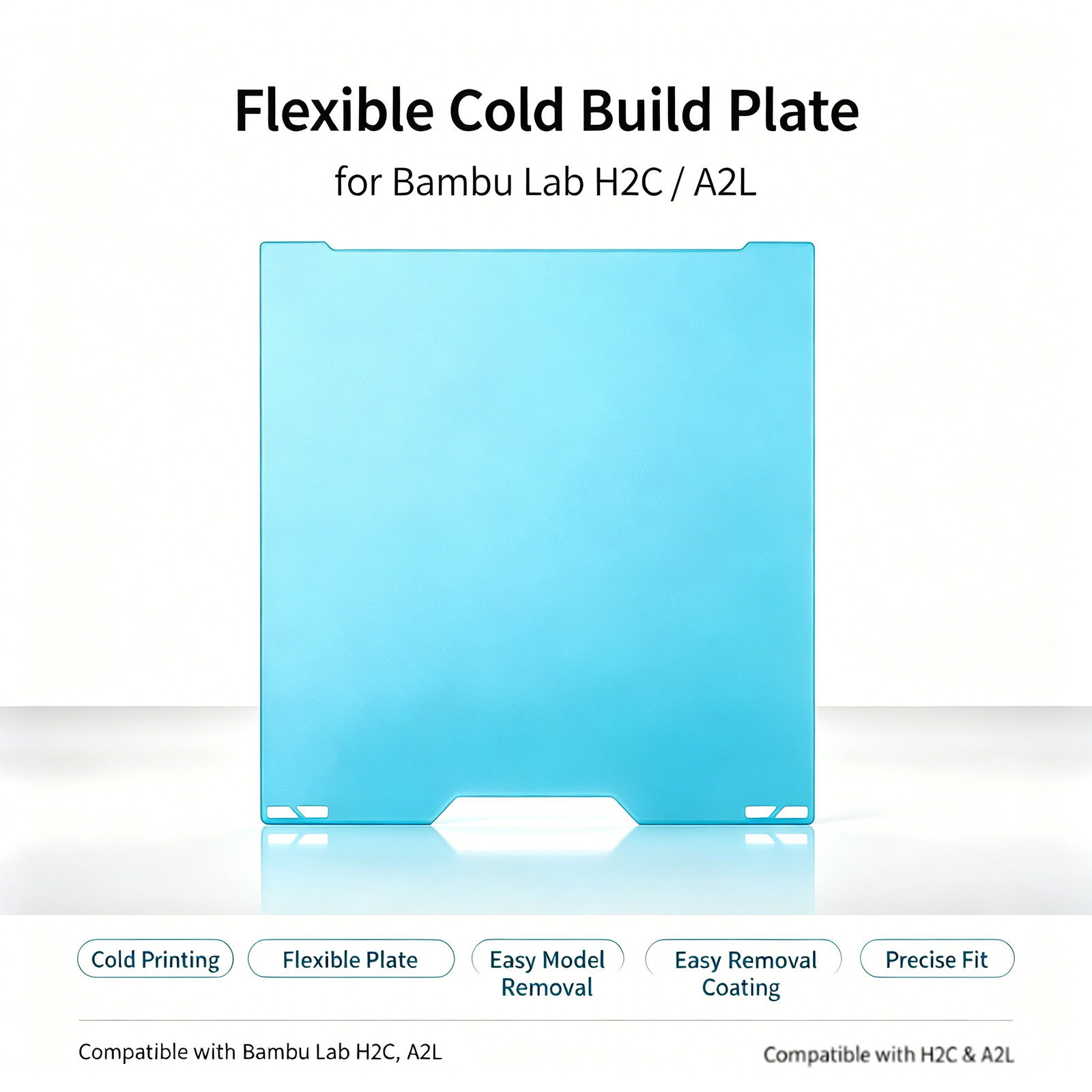 For Bambu Lab A2L H2C Build Plate Upgraded Glacier Build Plate 3D Printer Heat Plate Accessories PLA PETG Cold Bed