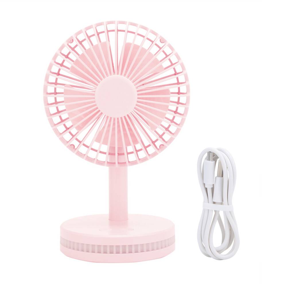 Stille ventilator til kontorbord, genopladelig håndholdt ventilator med LED-sengebordslampe med lille lysfunktion, justerbar hastighed på