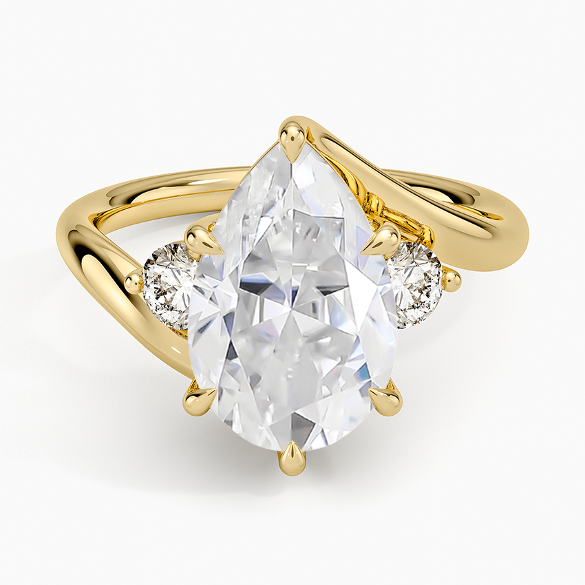 14K Yellow Gold Moissanite Atelier Three Stone Diamond Ring (1/3 ct. tw.)