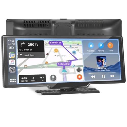 Inefala trådlös bilradio Carplay trådlös Andriod bil, bilskärm med 10,26 tums pekskärm, bärbar bilstereo, BT/FM/AUX/TF, spegellänk, GPS, röstassistent