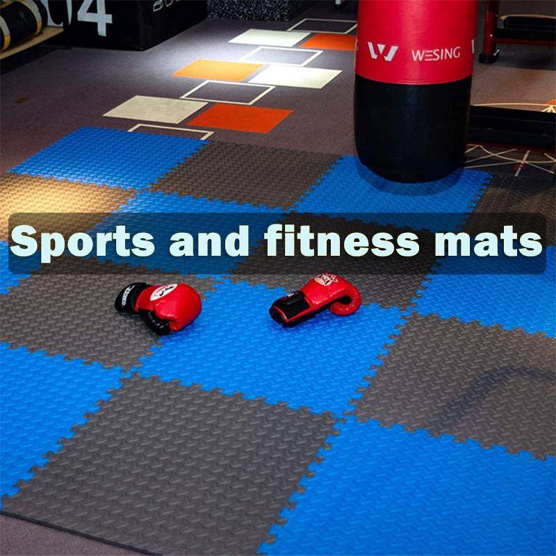 Tjockt Golvpussel Träningsmattor EVA Sammanlänkande Skummatta för Gym Fitnessutrustning Mattor Slitstark Halkfri Matta marinblå färg