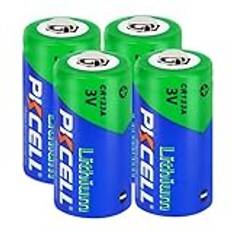 PKCELL CR123A 3 V litiumbatteri, icke-uppladdningsbart litiumbatteri 1 500 mAh för kamera, dörrlarmsensor, röklarm, 4 paket