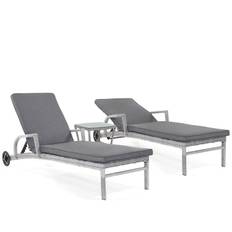 Costa solsängar set med sidobord - pärlgrå/mörkgrå - Grå/Ljusgrå