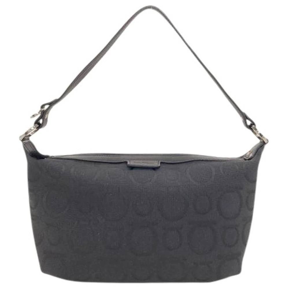 Salvatore Ferragamo Pre-owned Pre-owned Gancini Håndtaske - Vintage - Dame - Sort - ONE SIZE - Uld