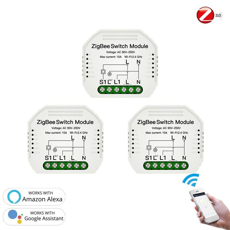 Tuya zigbee 3.0 smart light switch module smart life / tuya trådlös fjärrkontroll, arbeta med alexa google home för röststyrning