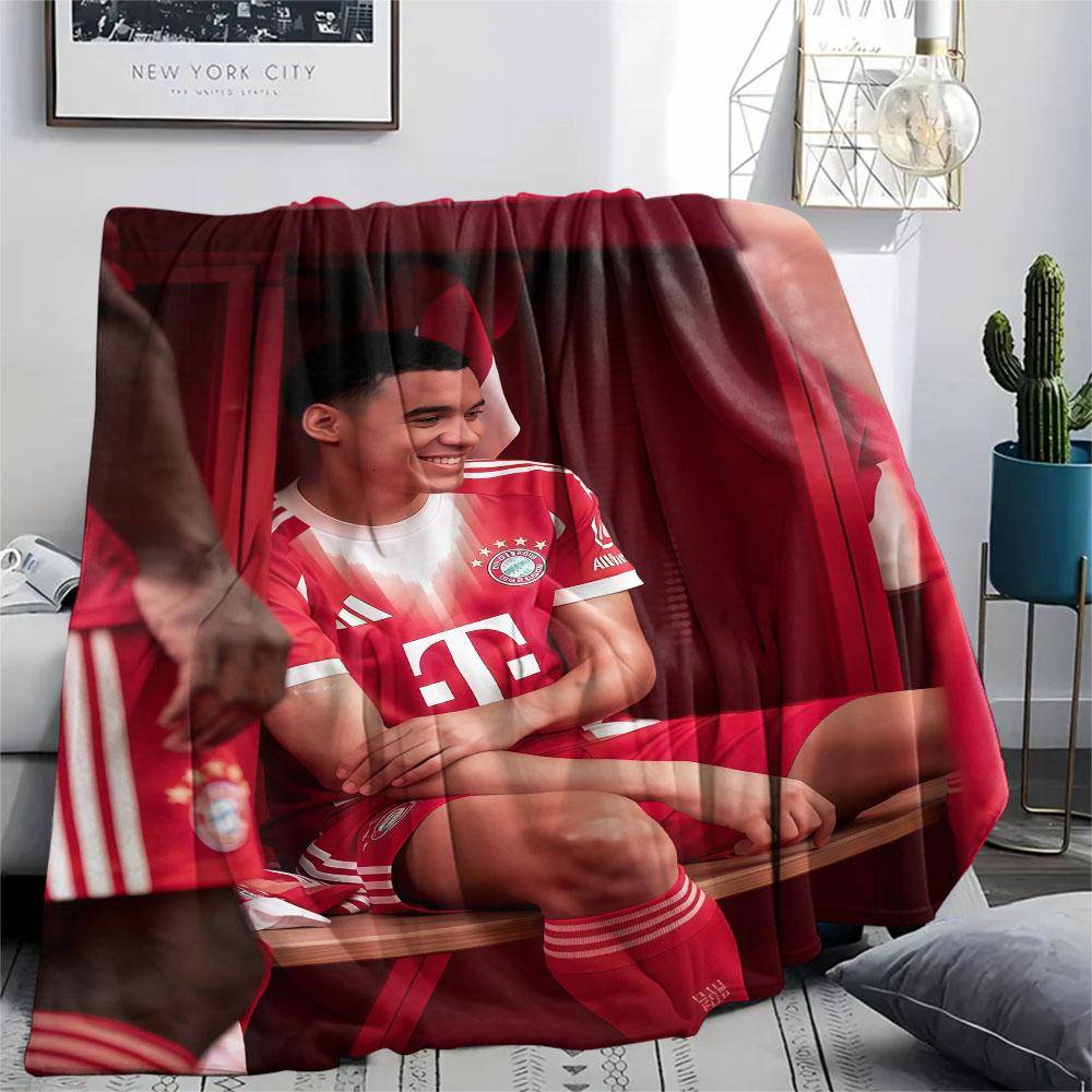 Jamal Musiala Tryckt Flanellduk, mjuk pläd för sovrum soffa, tvättbar, fan-produkt, bra present. black