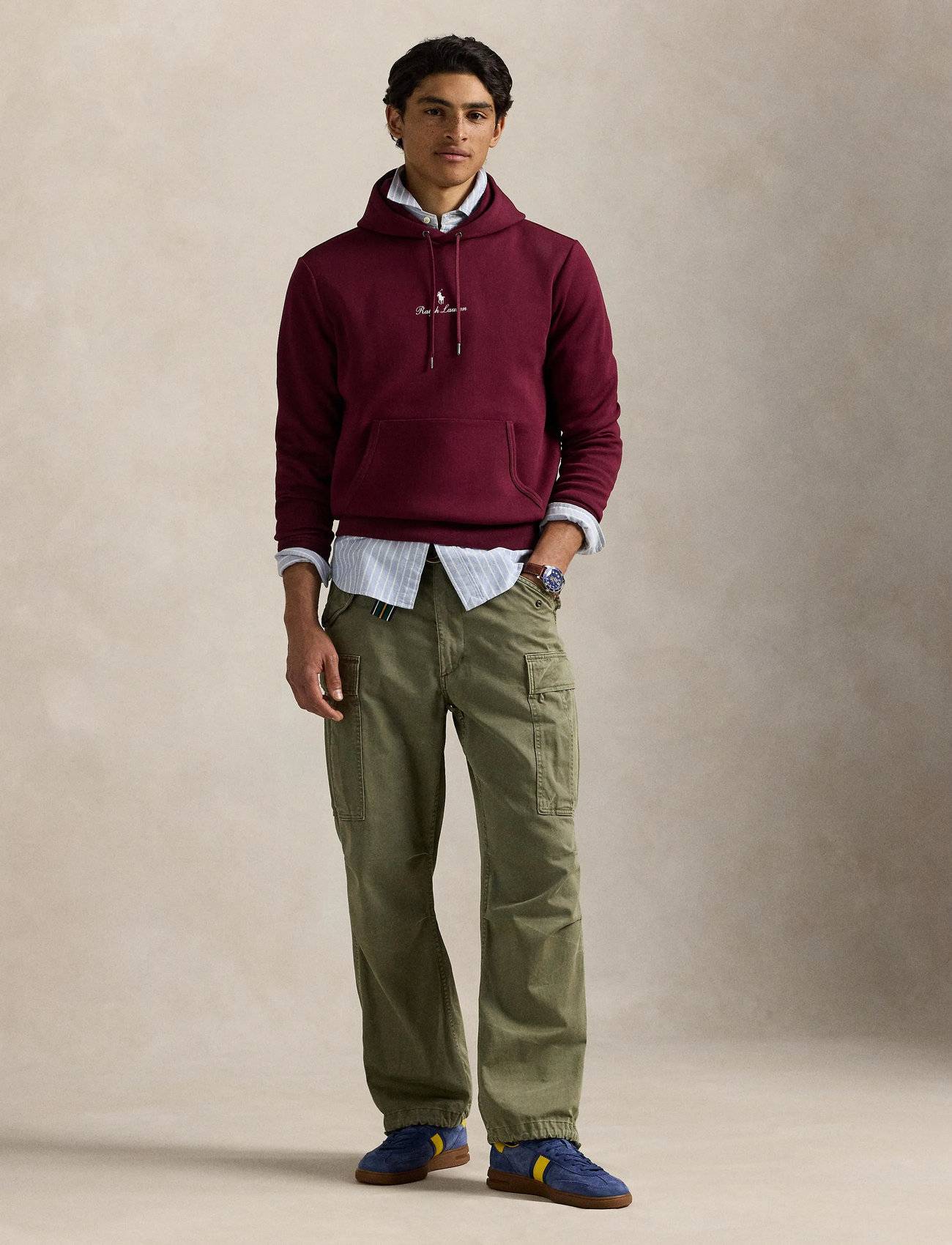 Polo Ralph Lauren Logo Double-Knit Hoodie - Burgundy - S