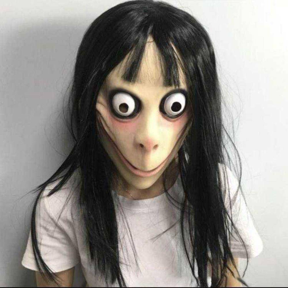 Huvudbonad Peruk Halloween Spökmask Cosplay Halloweenmask Rolig Latex MoMo Mask Kvinnor cm