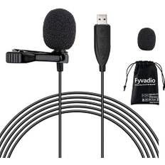 Fyvadio USB Lavalier-mikrofon, 2,0 m USB-mikrofon plug & play rundstrålande krage klämma på mikrofon för PC, dator, Mac, bärbar dator, YouTube, Skype, inspelning, podcasting, spel
