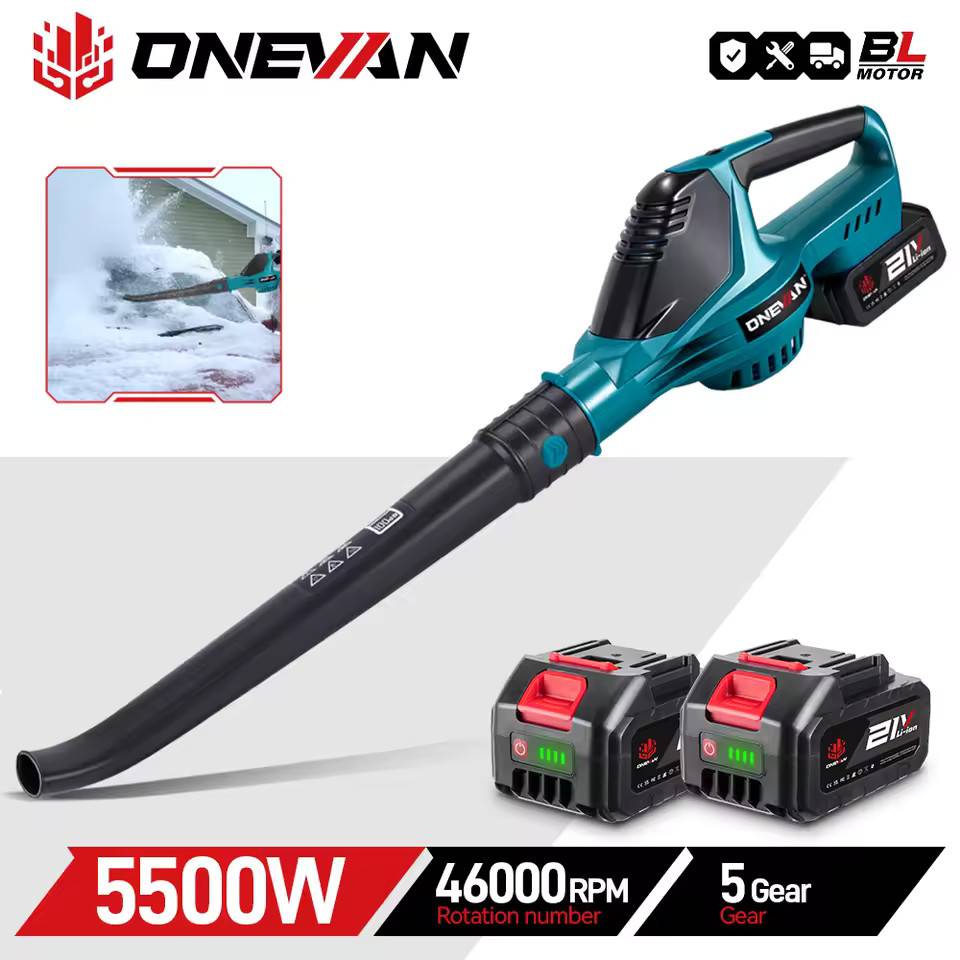 ONEVAN 5500W Brushless Electric Air Blower 46000RPM Cordless Leaf Dust Snow Blowing Clean Power Tool For Makita 18V Battery Pin