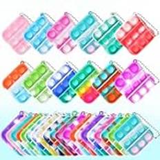 32 stycken mini-silikonnyckelring-leksaker, mini klämma pop push it fidget leksaker, leksak med nyckelring, Poppet Bubble Finger Toys stresslindring anti-ångest för barn och vuxna