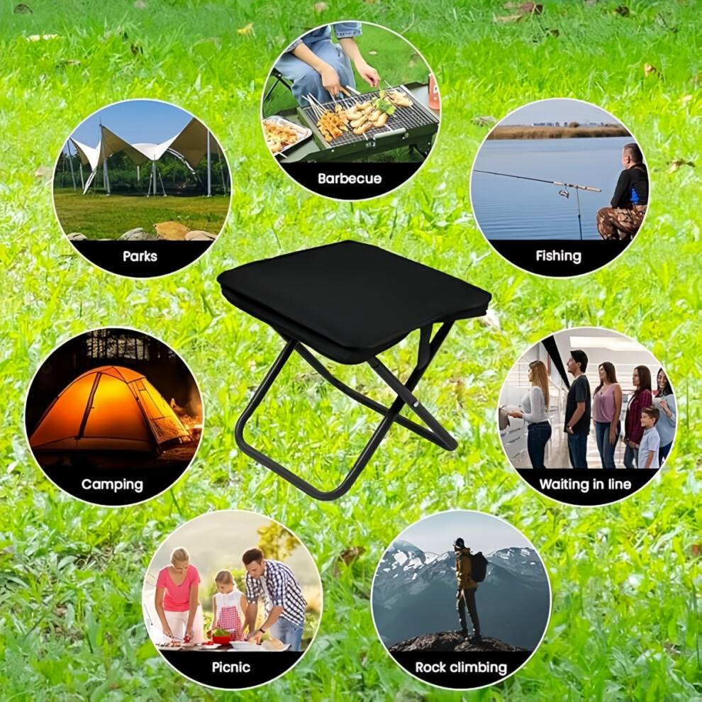 Foldbar skammel, mini udendørs campingskammel, lille foldbar jagtsæde med lynlåsbærepose