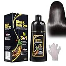 Pemarlis 500 ml Instant Hair Shampoo hårfärg schampo, 3 i 1 svart hårfärg schampo hårfärg hårfärg färg, långvarig svart schampo färger, hårfärg schampo