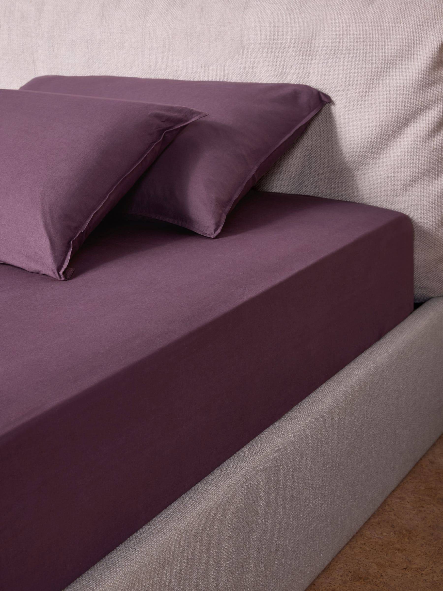 MADE. COM MADE. COM Aubergine Purple Cosy Washed Cotton Extra Deep Fitted Sheet