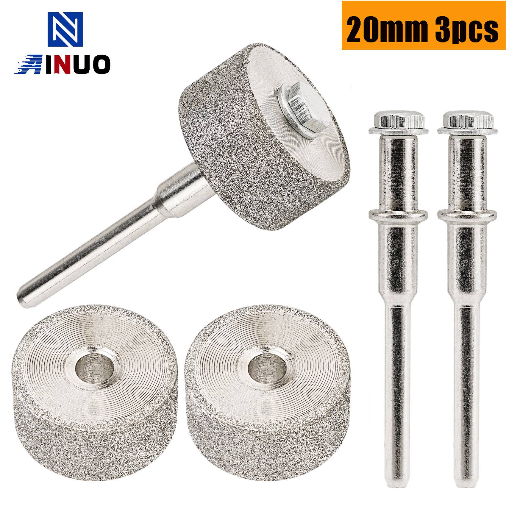 20mm Mini Abrasive Grinding Wheel Diamond Sanding Bits 1/8" Shank Dremel Rotary Tool for Wood Metal Stone Grinding  3pcs