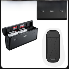TELESIN Portable Battery Charger For GoPro Hero 12 11 10 9 Battery 3 Slots TF Card Battery Storage