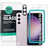 IBYWIND 2-pack skärmskydd för Samsung Galaxy S24 5G 6.2"(ej för Samsung Galaxy S24 Plus 5G/S24 Ultra 5G),9H hårdhet härdat glas,med 1Pc skydd för kameralinsen,1Pc kolfiberfilm för baksidan